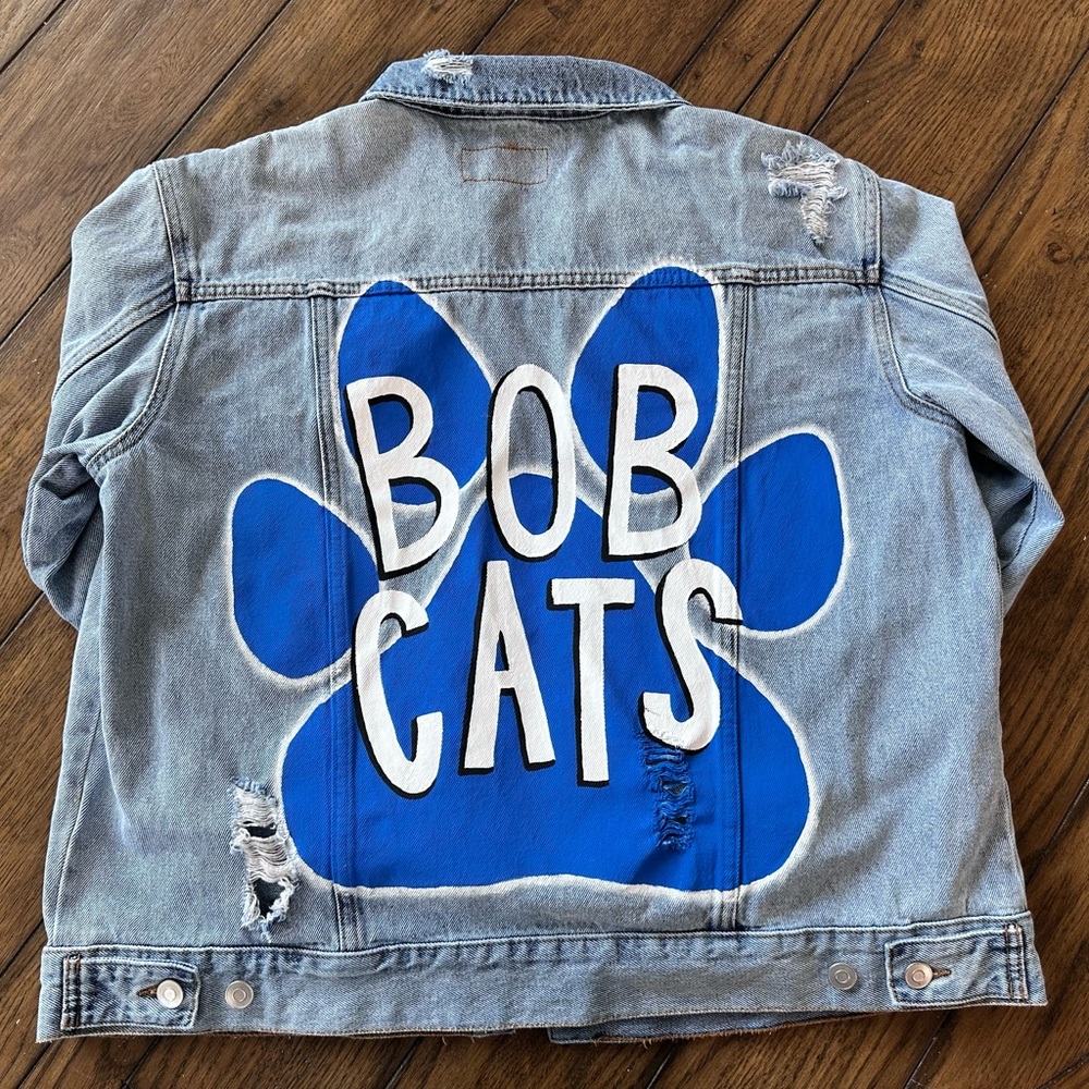 SOLD Bobcats handpainted Denim Jacket
